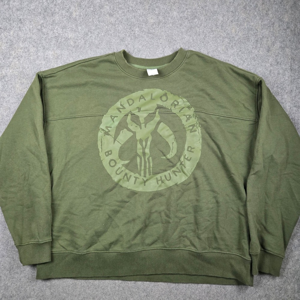 Disney Mandalorian Sweatshirt Mens 2XL Green Bounty Hunter Graphic Star Wars‎